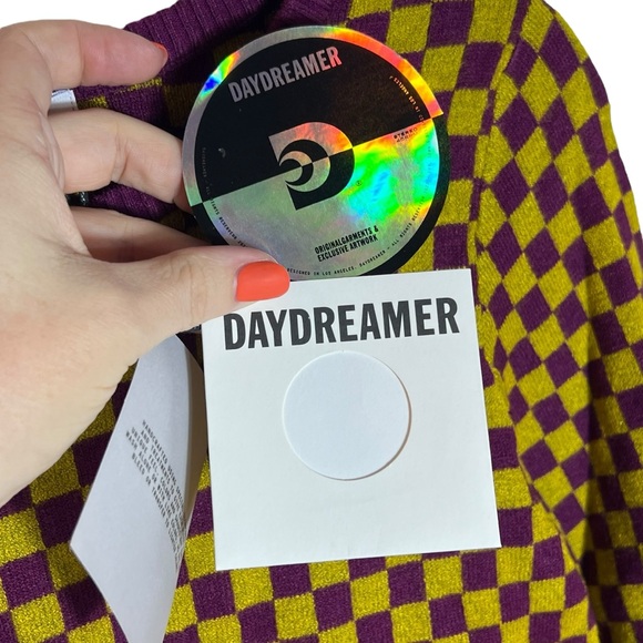 Daydreamer Fig Check Yellow Purple Soft Stretchy Crop Sweater, NWT, Small - Picture 11 of 14